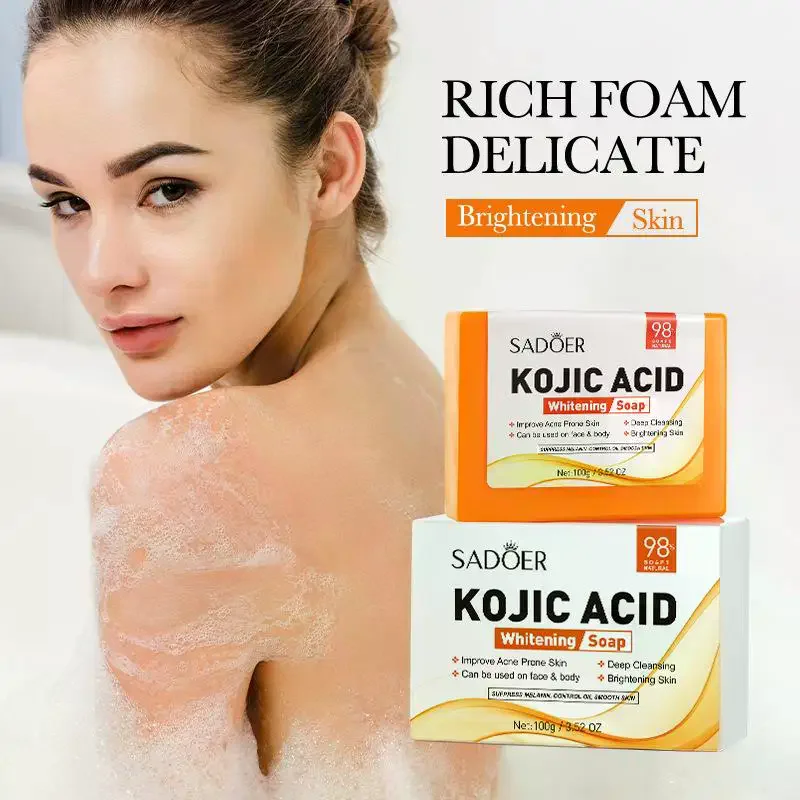 

SADOER 100g Kojic Acid Facial Soap Face Wash Foam Facial Cleanser Moisturizing Hydrating Oil Control Body Bathing Handmade Soap