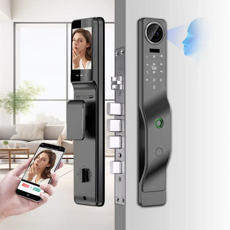WIFI Video Intercom TUYA APP Smart Electronic Fingerprint Security Password Door Lock with Camera Fechadura De Porta