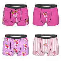 Summer Hot-selling Pink Panther Ptint Men's Sports Boxers Pantie Trunks Underwear Loose Breathable Fast Drying Underwear