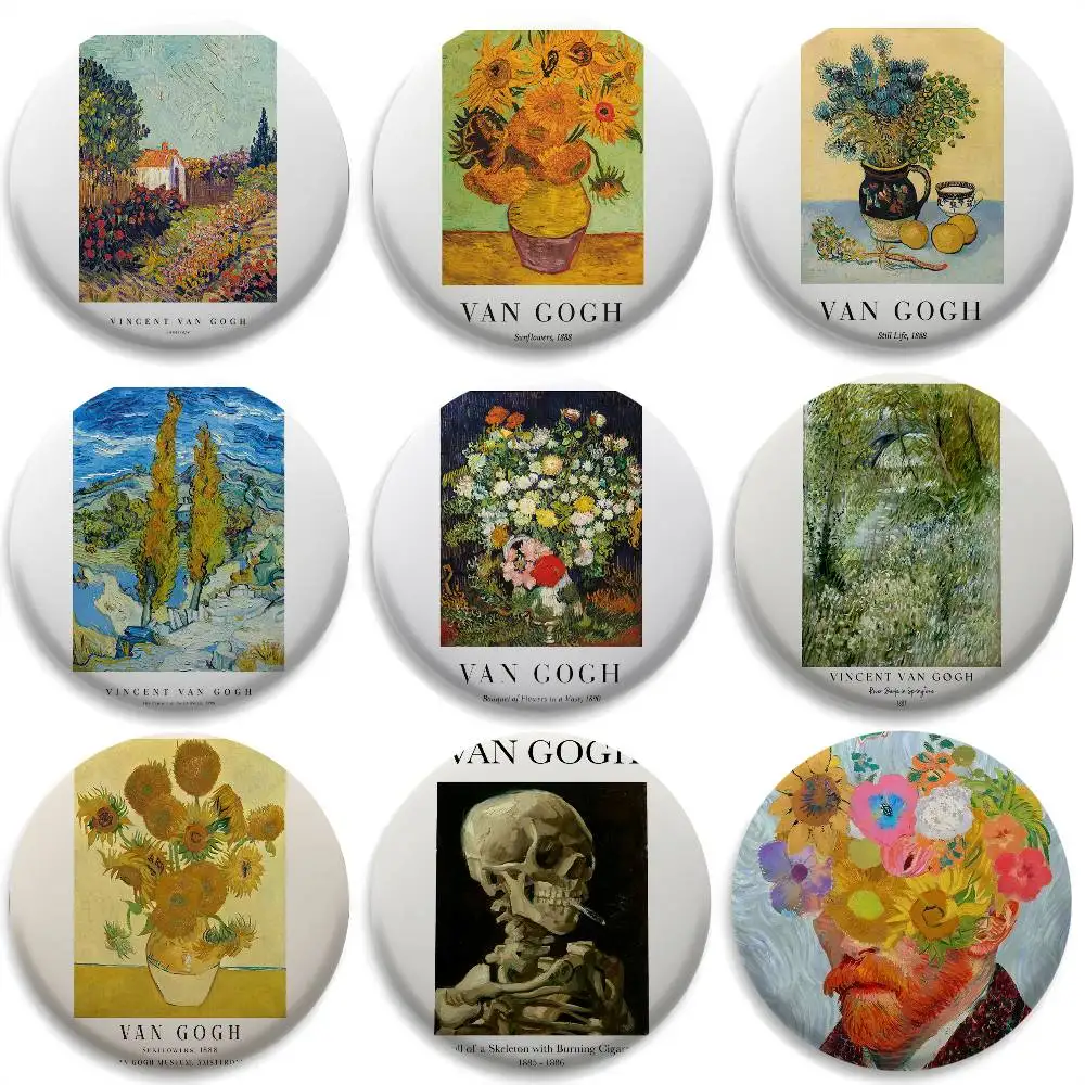 

Vincent Van Gogh Nordic Art Badges Round Exquisite Badge Brooches Creative Pins For Clothes Hat Backpack Gift Accessories