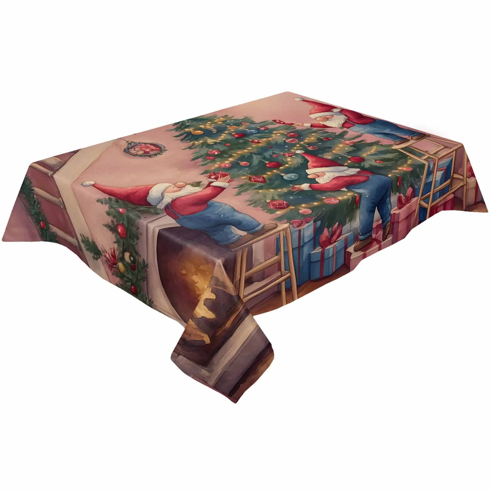 Christmas Winter Dwarf Tablecloths Waterproof Kitchen Coffee Table For Living Room Home Decor Dining Table