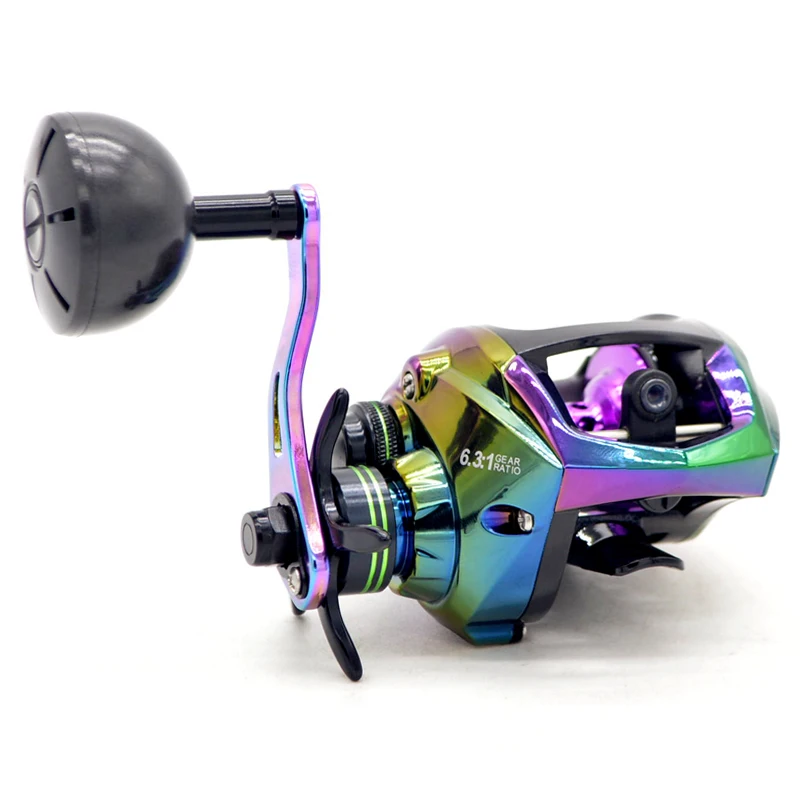 CAMEKOON Colorful Baitcasting Fishing Reel 8KG Drag Power Lure Carp Wheel 6.3:1 Magnetic Brake System Low Profile Saltwater Coil