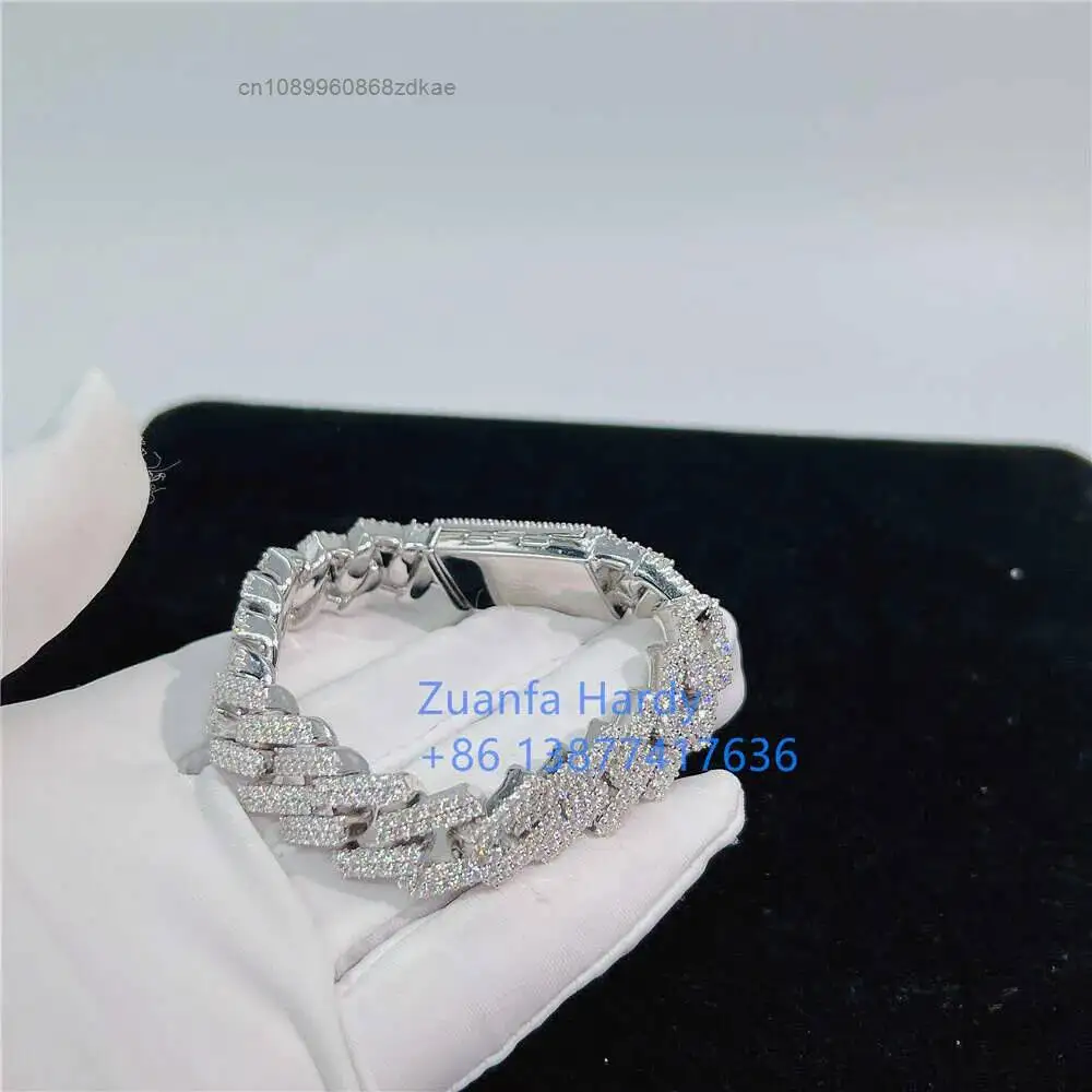 Luxury Pass Diamond Tester 925 Sterling Silver Iced Out Vvs Moissanite Miami Cuban Link Chain Ankle Bracelet.