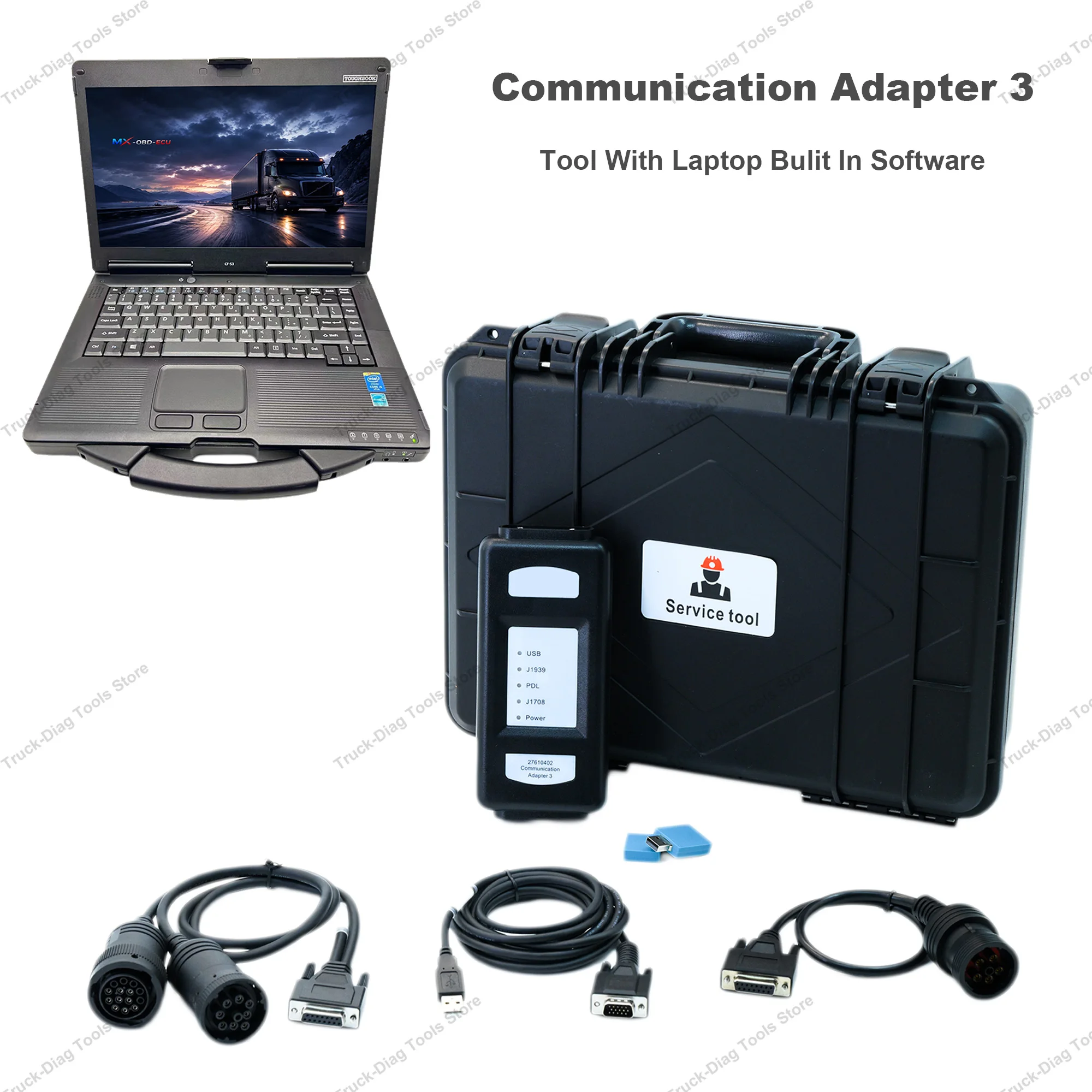 for Perkins Communication Adapter 3 27610402 27610401 Diagnostic Tool with Laptop EST 2021B Software