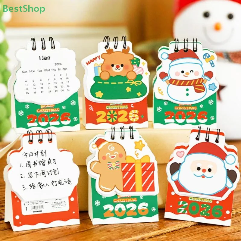 2026 Christmas Desk Calendar Mini Cartoon Cute Patterns Table Calendar Creative Desktop Decoration Daily Planning Small Monthly