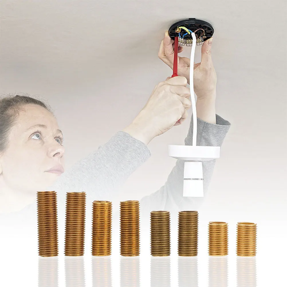 

12 шт. латунный полый стержень лампы с резьбой, комплект для ремонта фурнитуры, соединительные трубы с резьбой для освещения, детали светильника