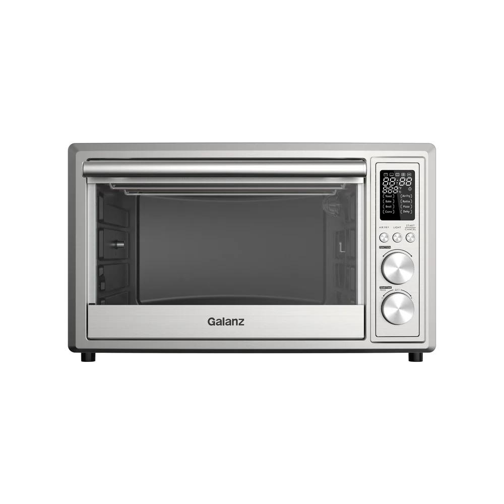 Digital Toaster Oven 1.1 Cu.Ft 1800W Stainless Steel Air Fryer with 8 Cooking Functions LED Display Interior Light Rotisserie