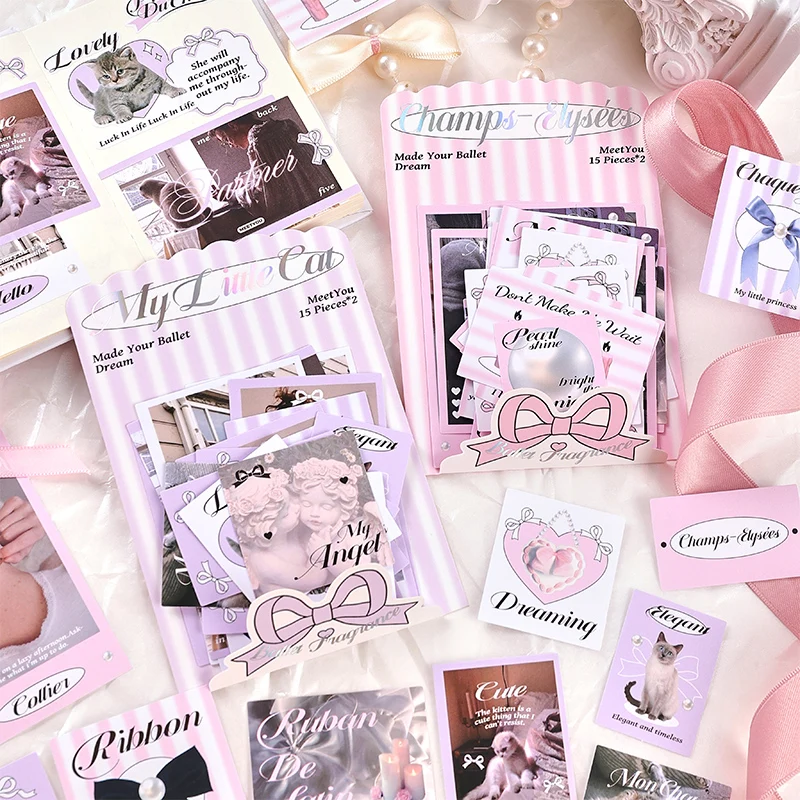30pcs/pack Cute Card Sticker DIY Scrapbooking Collage Cartoon Handbook Base Material Kawaii Stickers Stationery Supplies 