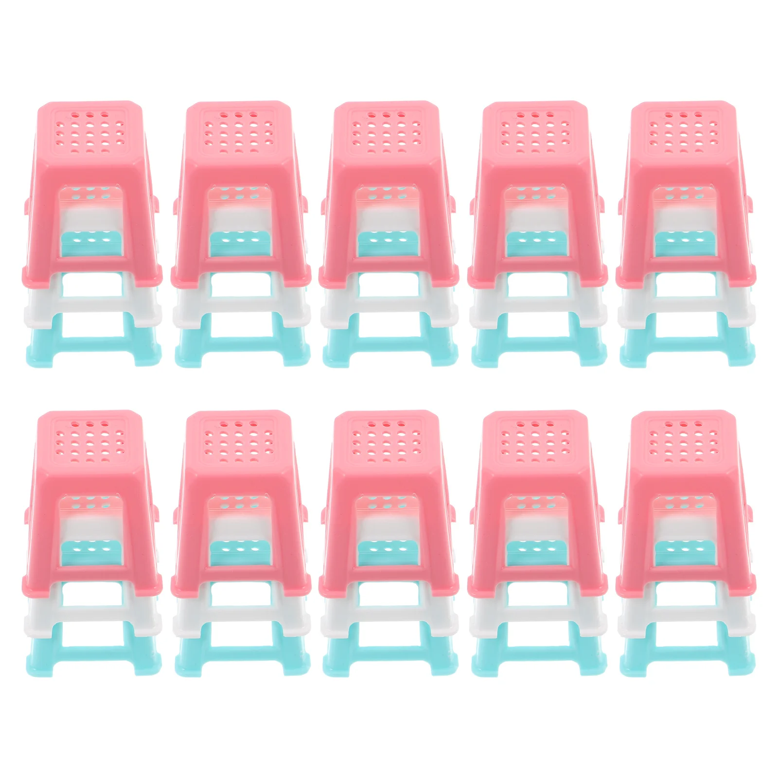 

30Pcs Vintage Mini Bench Plastic Stools Miniature Chair Accessories Home Decor Photography Props Retro Dollhouse Furniture Set