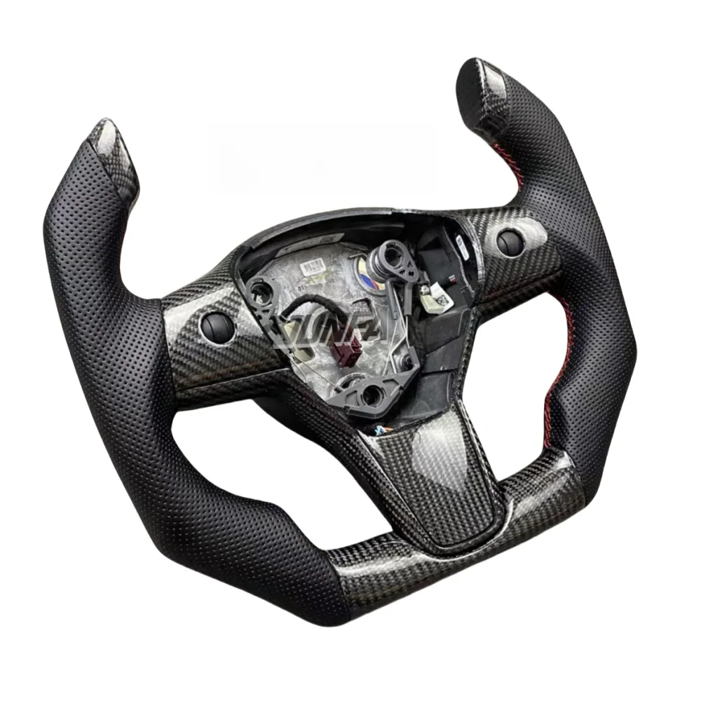 عجلة قيادة F1 من ألياف الكربون للسباق التنافسي لطراز تسلا 3 موديل Y موديل S عجلة قيادة أصلية من الجلد