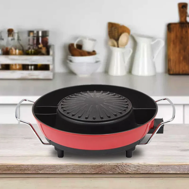 1L+1L multifunction round electric hot pot pan cooking grill skillet Pan with electric cooking pan hotpot grill machine