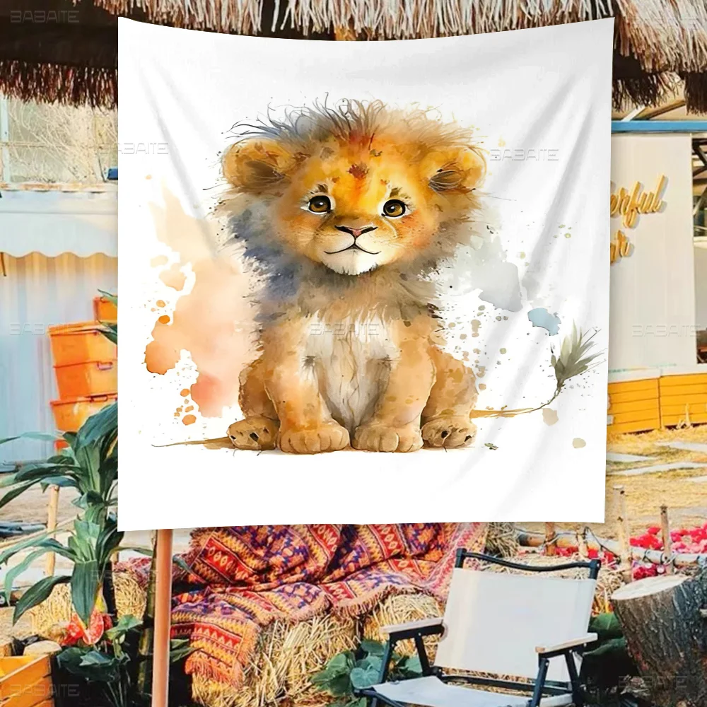 Elephant Lion Giraffe Tiger Zebra Nursery Retro Flags Multiple Choice Living Studio Booth Interior Decoration Banner