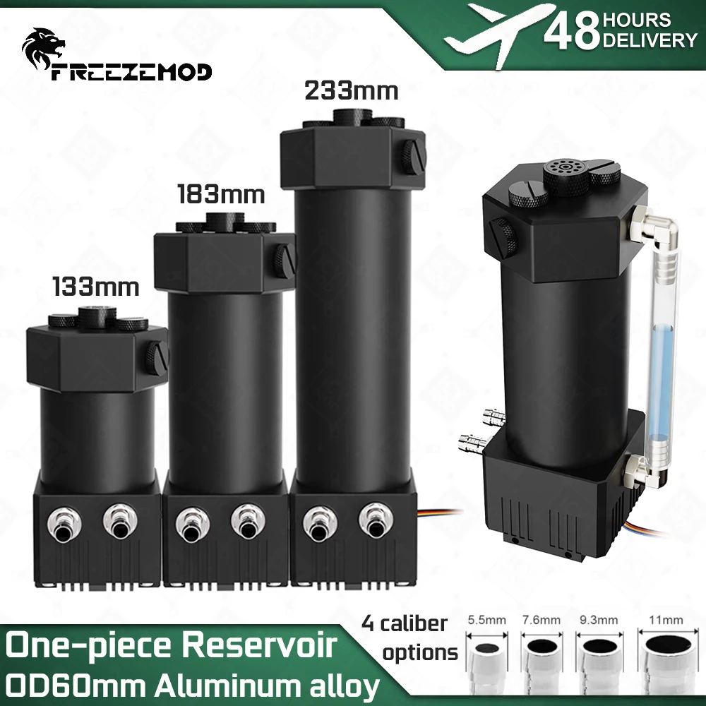 FREEZEMOD One-piece Aluminum Alloy Reservoir with Visible Capacity of 133mm/183mm/233mm and Exhaust Valve Pagoda PUB-JSM6