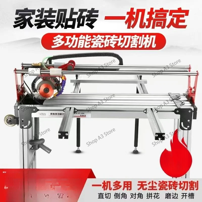 Multi-function automatic desktop tile cutting machine manual push knife water jet 45 degree chamfering 0.85M