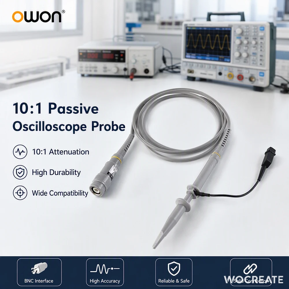 ‌OWON 10:1 Passive Oscilloscope Probe BNC Connector 10X Attenuation High Precision Oscilloscope Test Probe Kit