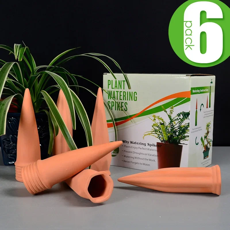 6 Drip Irrigation Devices, Gardening Tools, Ceramic Red Clay, Lazy Man, Automatic Watering and Water Seepage Device