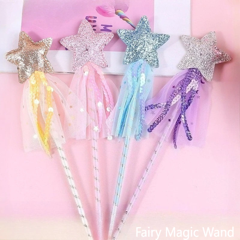 かわいい夢のような五芒星の妖精の杖子供スティック女の子の誕生日プレゼントパーティーハロウィンプリンセスコスプレ小道具 1/2 個ホット販売