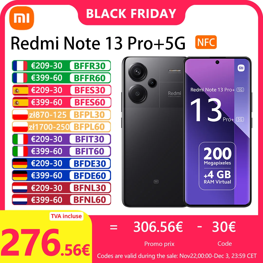 Xiaomi Redmi Note 13 Pro Plus 5G,Smartphones，NFC,200MP camera with OIS,120Hz AMOLED curved display,120W HyperCharge,Local warranty, global version