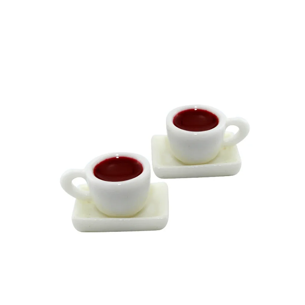 

1/12 Doll House Miniature Resin Coffee Cup with Plate Simulation Drinks Model Toys for Mini Decoration Dollhouse Accessories