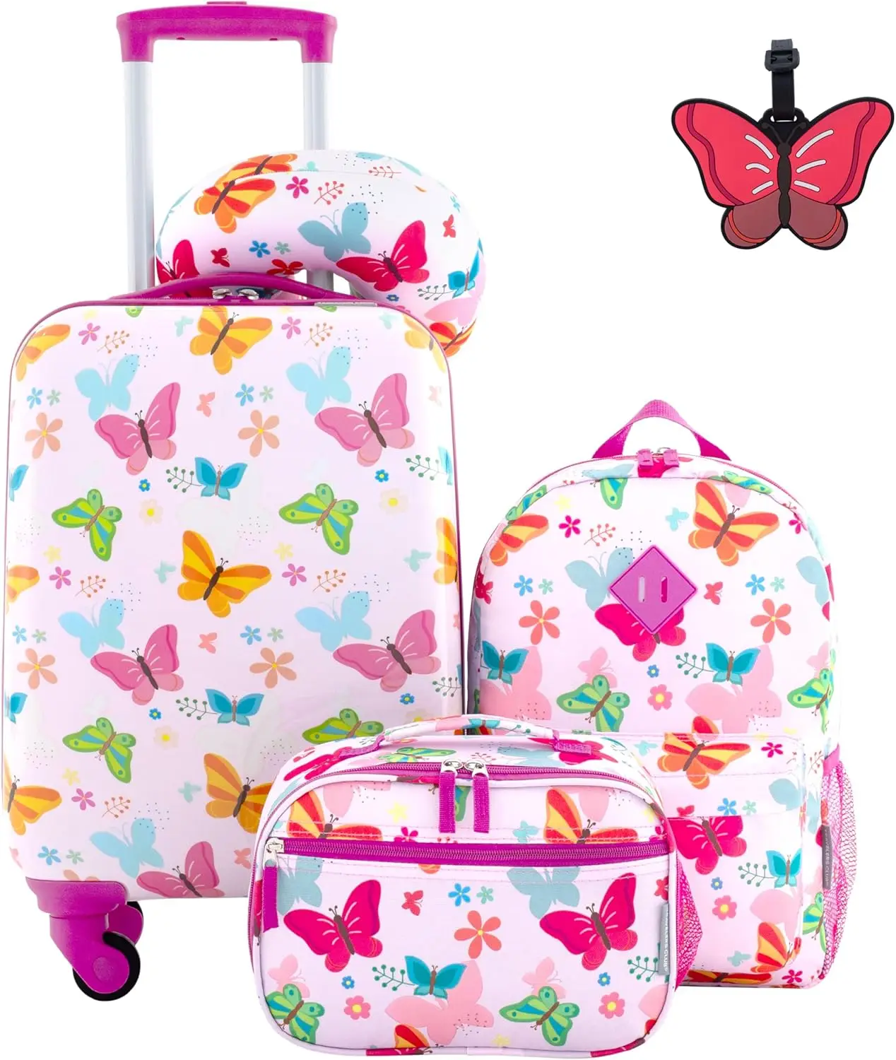 

5-Piece Kids' Luggage Set with Butterfly Design, Perfect for Traveling Children