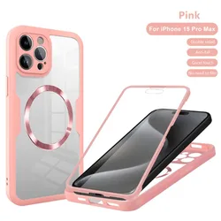 Magnetic For Magsafe 360 Full Body Front+Back Clear Case For iPhone 16 15 11 12 13 14 Pro Max Silicone Bumper Shockproof Cover
