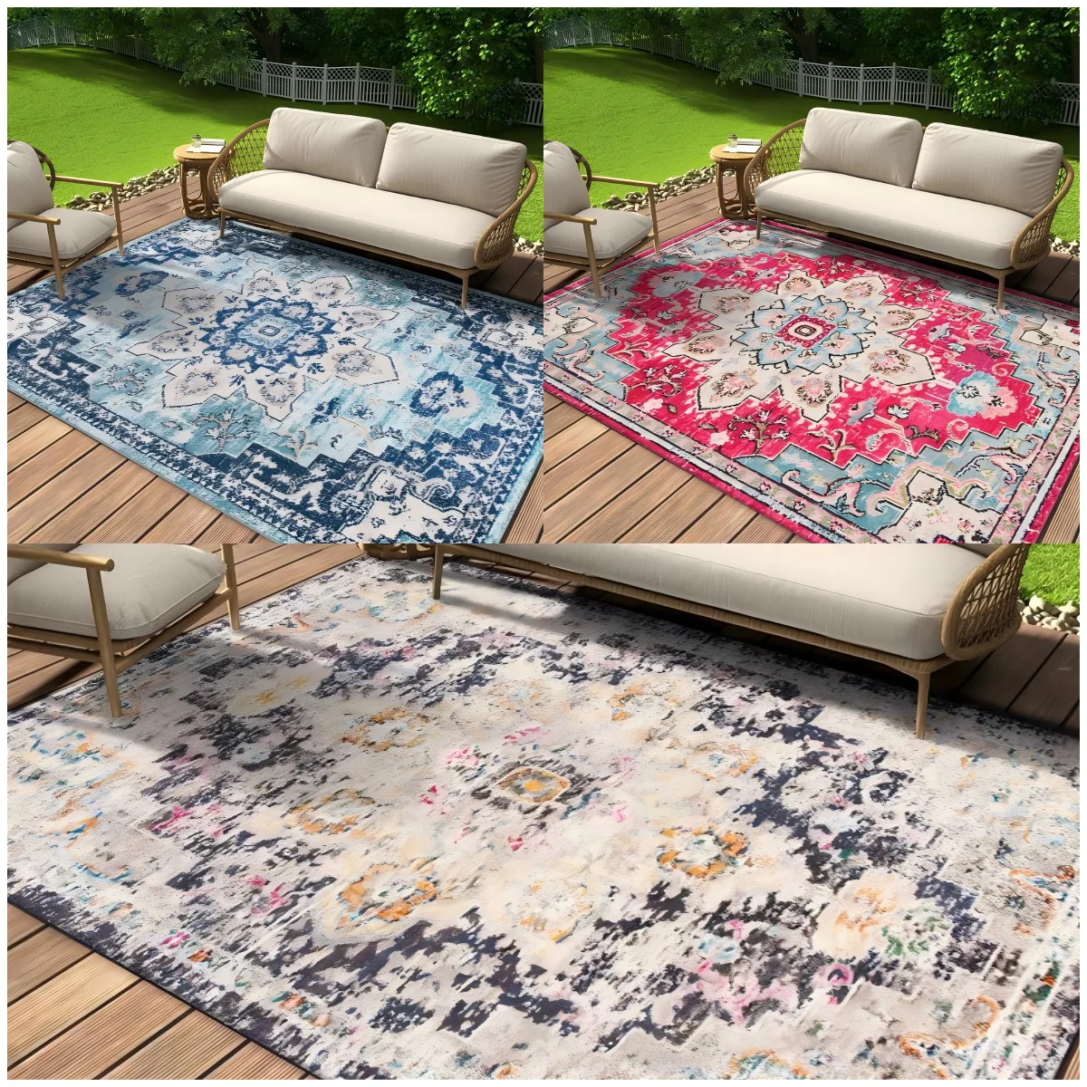 

VIKAMA Summer Outdoor Vintage Persian Crystal Velvet Soft Floor Mat Non-slip Vacation Camping Tent Living Room Home Decoration