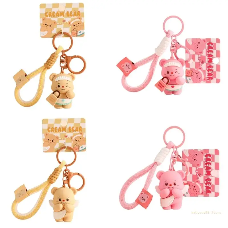 Y4UD Simulation Bear Keychain for Toy Accessories Gift Carnival Prizes for Kids Backpack Children Gift Butter Theme