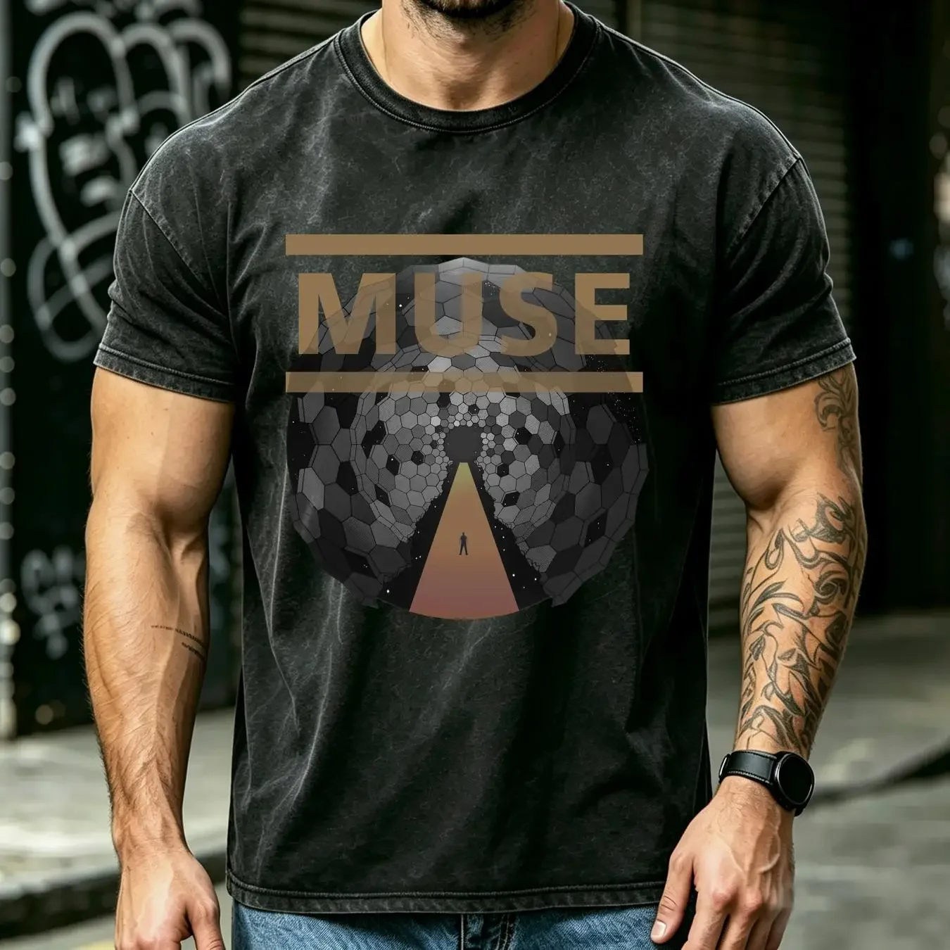washed T Shirt Cotton Muse The Resistance Album Matt Bellamy Dominic Howard vintage Washed homme Slightly designer clothes Soft
