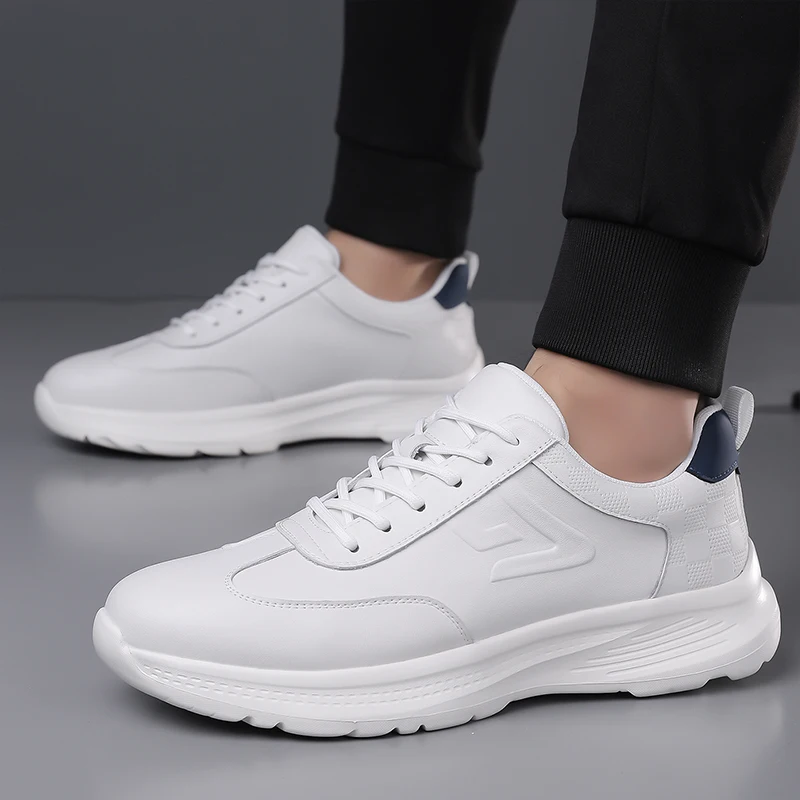 

Men's Lightweight Casual Sneakers, Breathable Synthetic Leather Shoes, Non-slip Comfortable Walking Shoes for Work