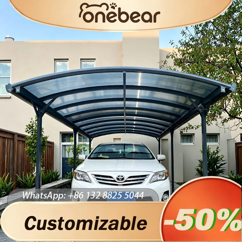 Any Size Custom Aluminum Carport With Polycarbonate Roof Heavy Load Waterproof UV Resistant Outdoor Parking Gazebo