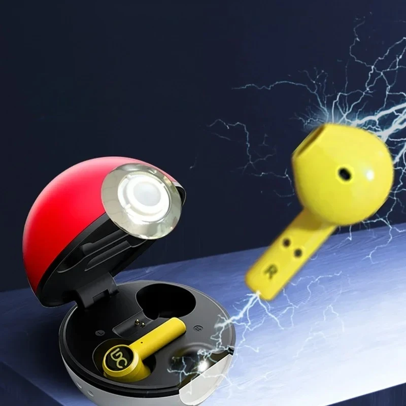 Pikachu Pokeball  Wireless Bluetooth Headset TWS Bluetooth 5.0 Earphones Sport Earbuds Smart Touch Music Headset for Smartphones