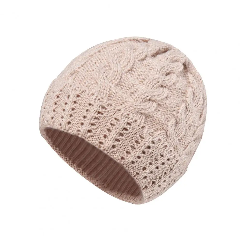 Wrinkle-free  Simple Windproof Winter Female Knitted Cap Washable Adults Hat Casual   for Riding