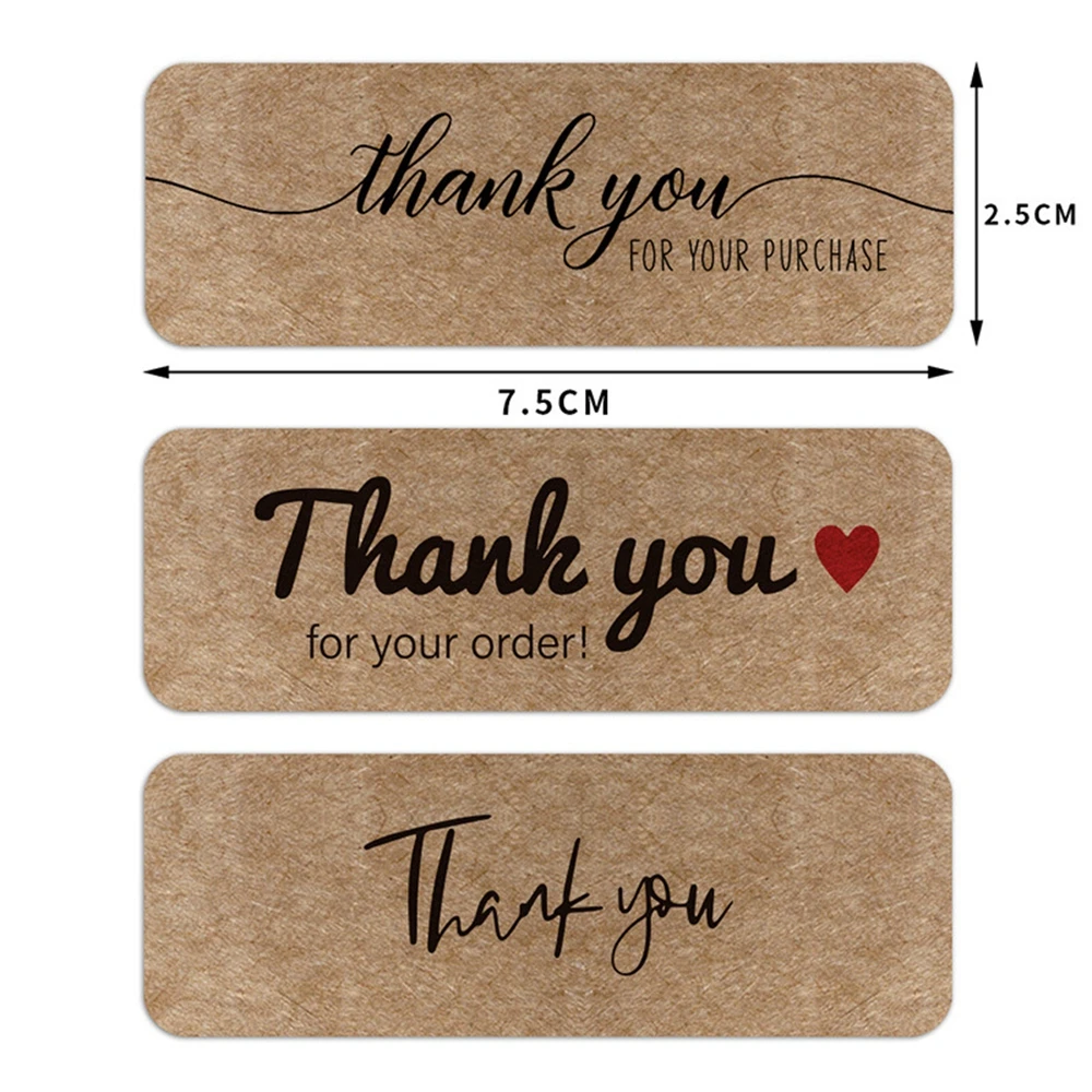 120pcs Thank You for Your Order Stickers Kraft Paper Sealing Stickers Rectangular Stickers for Shop Bakery Thank Customers Gifts