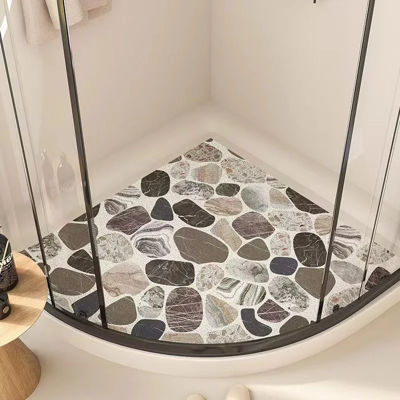 Anti-slip Corner Shower Carpet, PVC Floor Mat, Sand Scraping, Dust Removal Foot Mat, Hotel Home Toilet, Bathroom Shape, 55x55cm