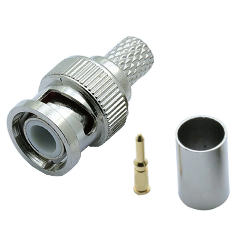 30PCS BNC Male Crimp Connector for CCTV System Female Coupler Connector BNC RG6-A73M