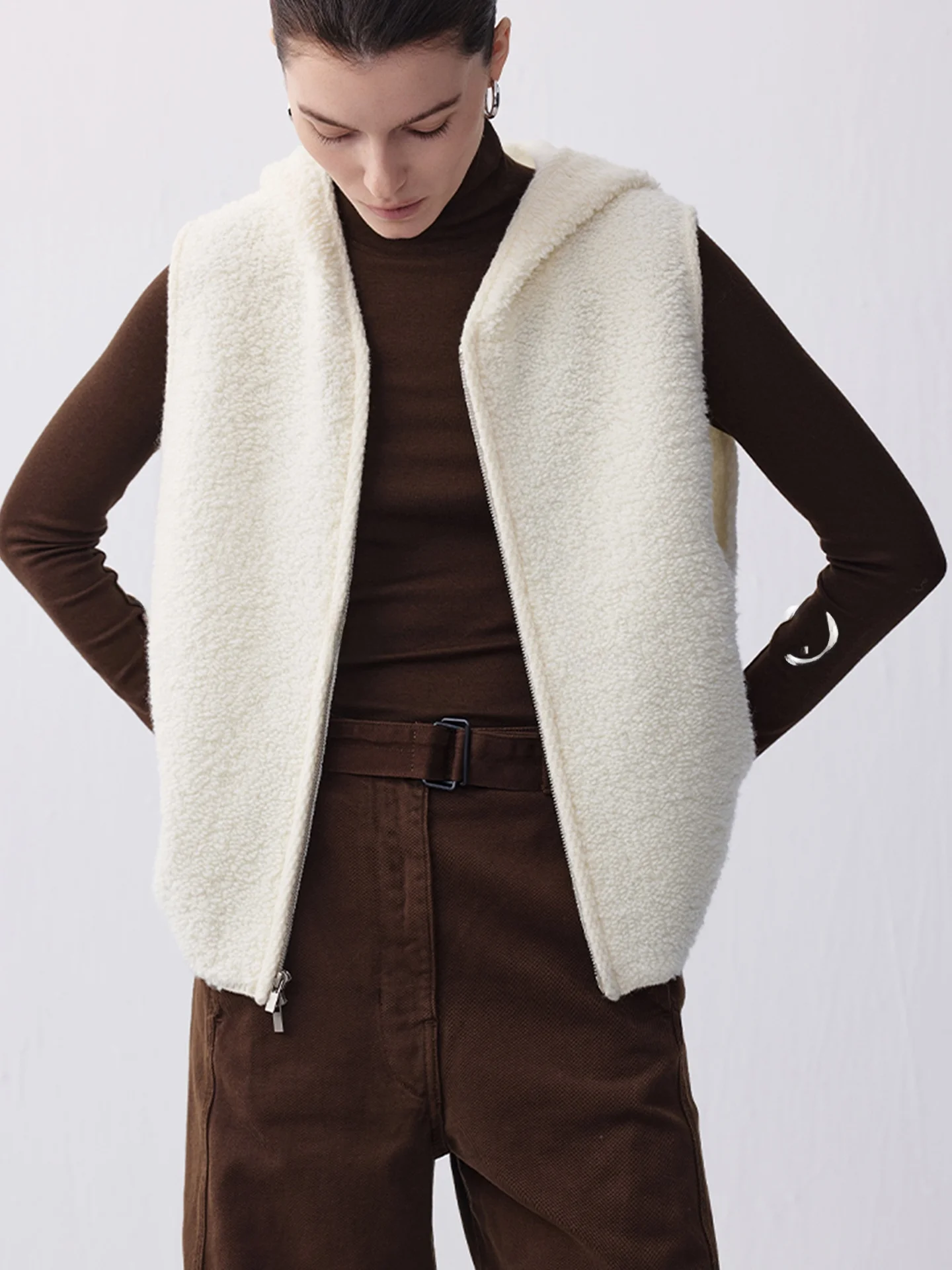 

Faionable Pure Color Knitted Sweater Double Zipper Open Cardigan Top Svel Women's Sle Winter 2025 Pure Color Vest