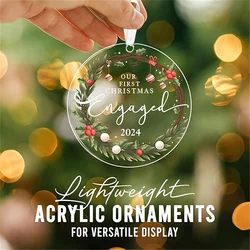 1 pc Engagement Gifts for Couples 2024 - Our First Christmas Engaged Ornament - Just Engaged Gifts, 1st Newly Engagement Ornamen