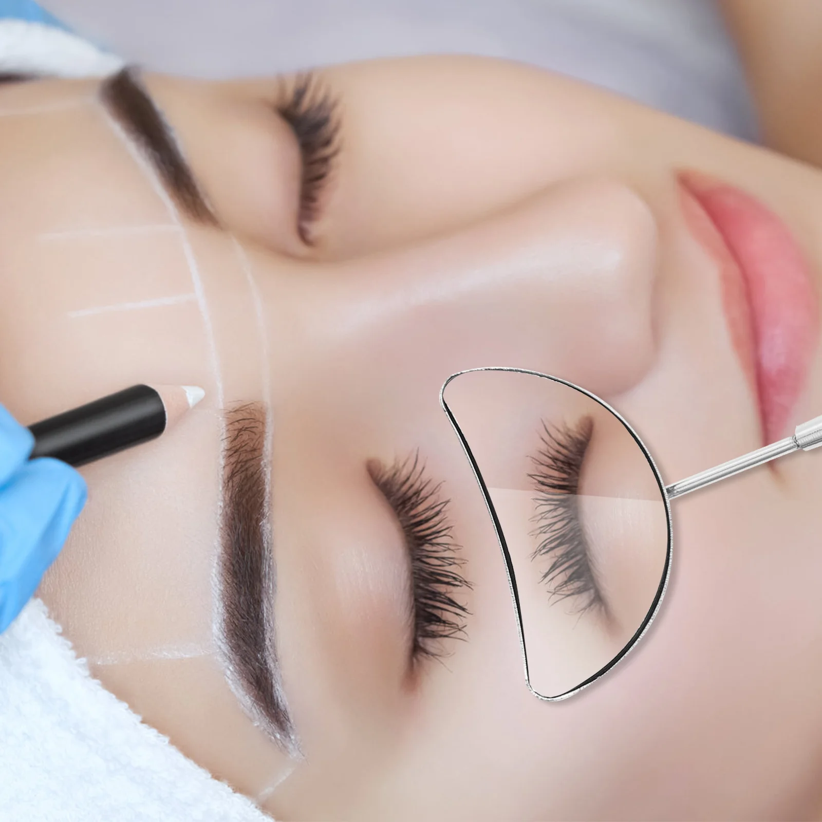 

1Pcs Eyelash Mirror Compact Crescent Anti-Fog Lightweight Portable Makeup Tool Eyelash Extension Checking Salon