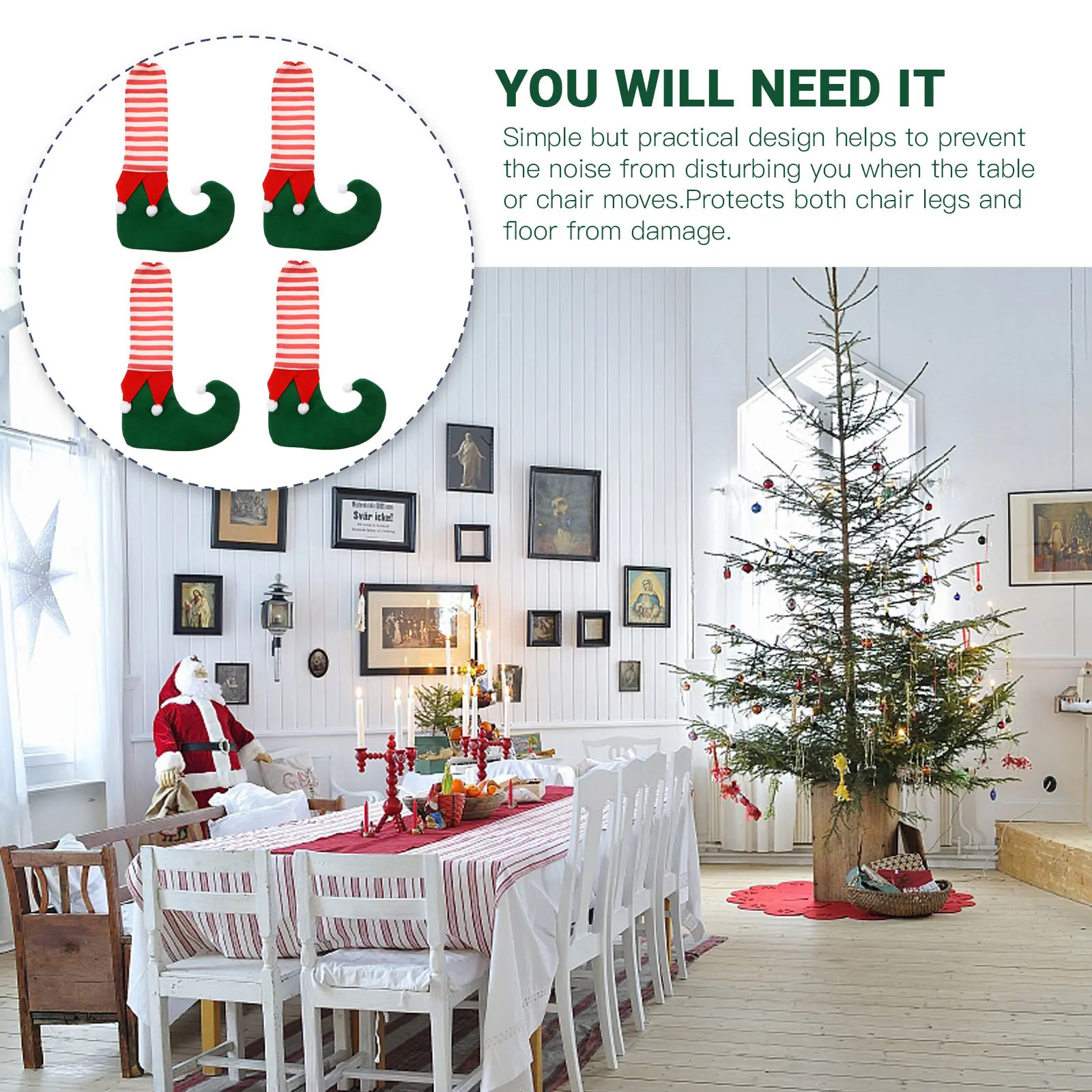 

4Pcs Chair Feet Covers Desk Leg Sleeves Anti Slip Floor Protector for Table Chair Legs Home Office Use Holiday Gift