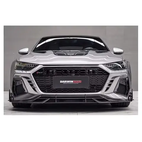 Fibra de carbono 2019 a 2024 RS6 Avant RS7 C8 IMP Style Amortecedor dianteiro com Canards BodyKit para RS6 Avant RS7 C8 Amortecedor dianteiro