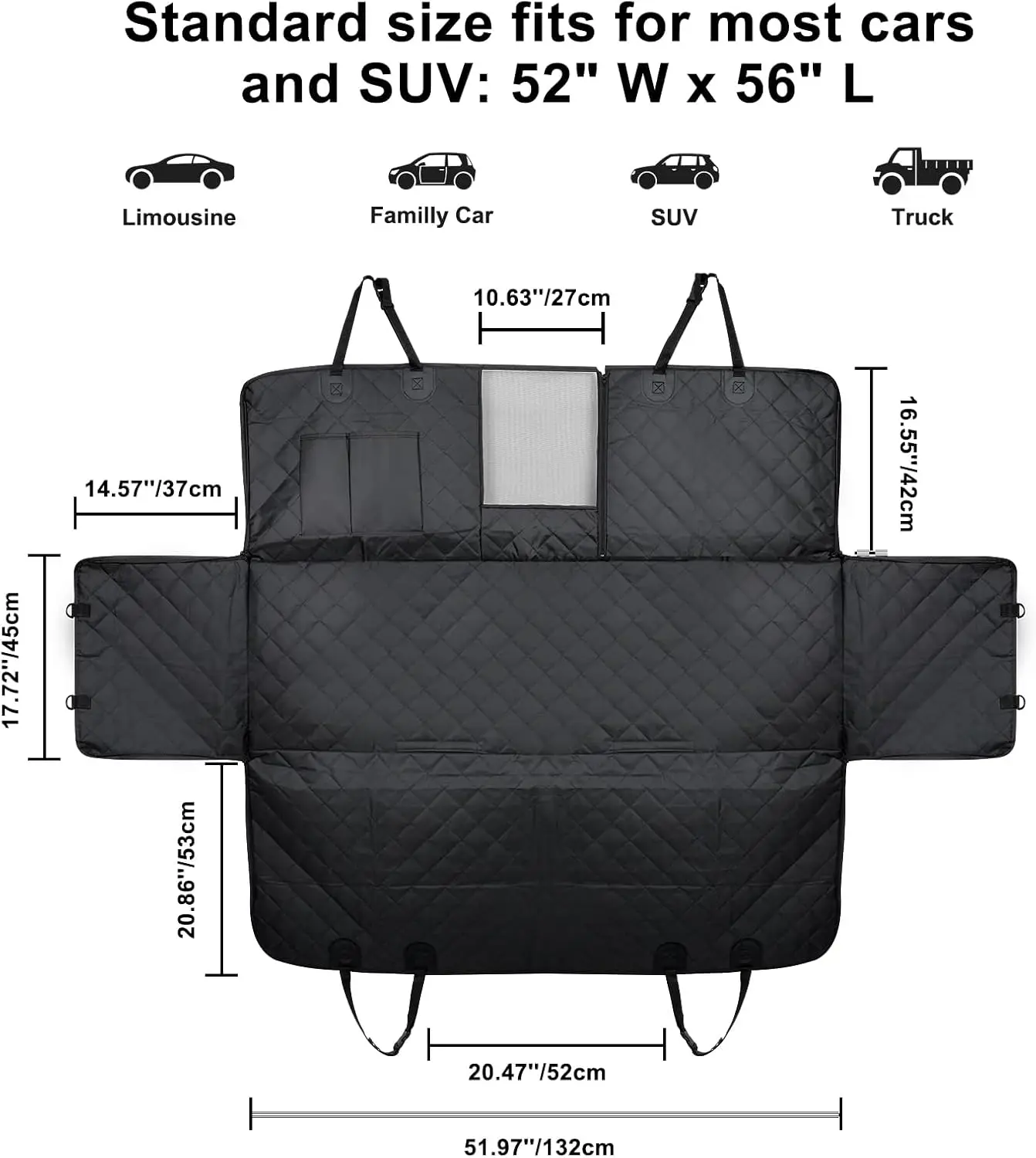 Dog Car Seat Cover For Ba Seat Waterproof With Mesh Window Pets Backseat Hammo For Cars Trucks Suvs Universal Size Rear Mat