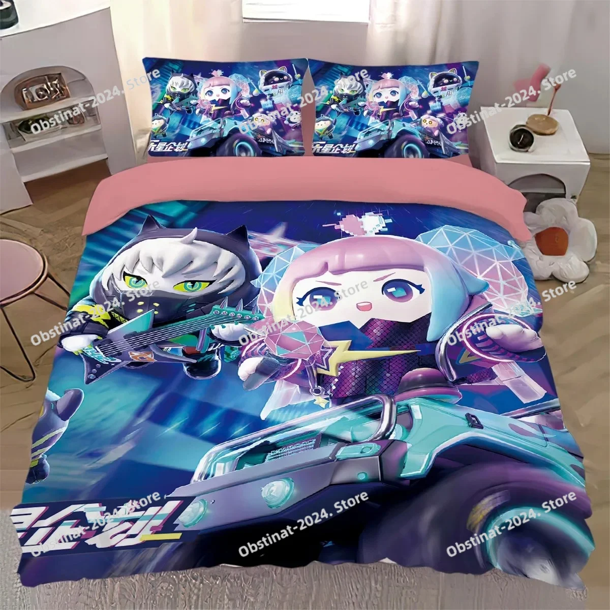 

Eggy Party Bedding Sets,Game Characters Eggy Duvet Cover,Cute Cartoon Print Quilt Cover for Children Teenagers and Adults