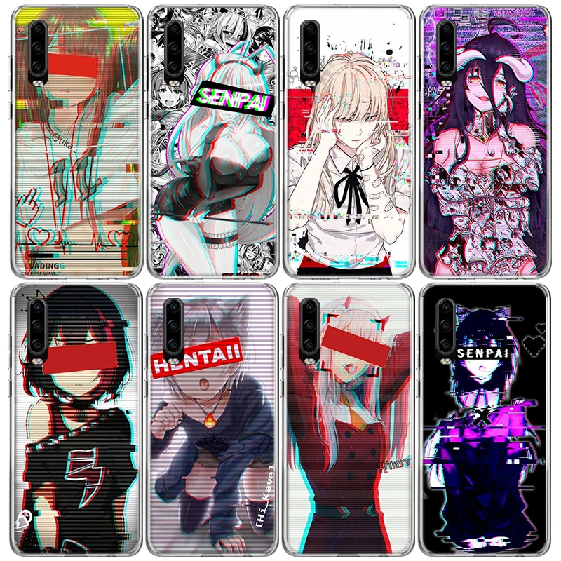 LEWD Sad Girl Japanese Anime Phone Case For Huawei P40 P30 P20 P10 Lite Mate 10 20 Pro Y5 Y6 Y7 Y9S P Smart Silicone Shell Print