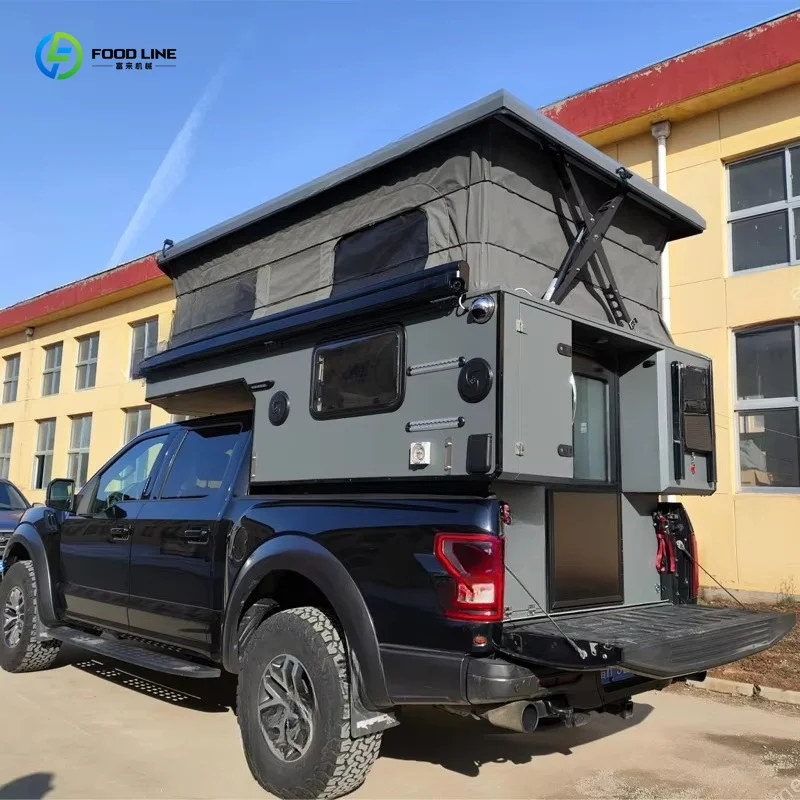 Outdoor Adventure Travel Trailer Camper Heavy Duty 4x4 Pickup Truck Mounted Camper For Cross Country Trip