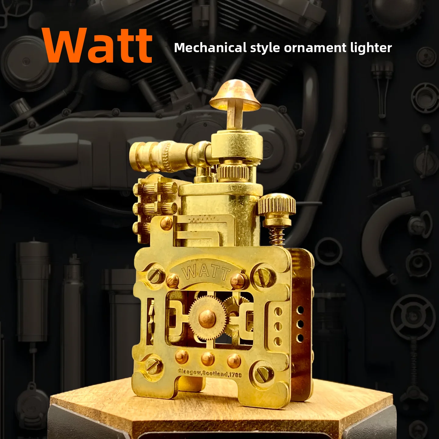 Creatieve handgemaakte mechanische windgongaansteker, messing materiaal, hendelwielontsteking, herenverzamelobject