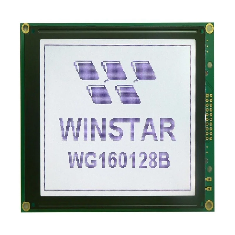 WG160128B WINSTAR is monochrome graphic LCD 160x128 dot matrix display module of 129x102 and 95.96x75.76mm screen blue backlight