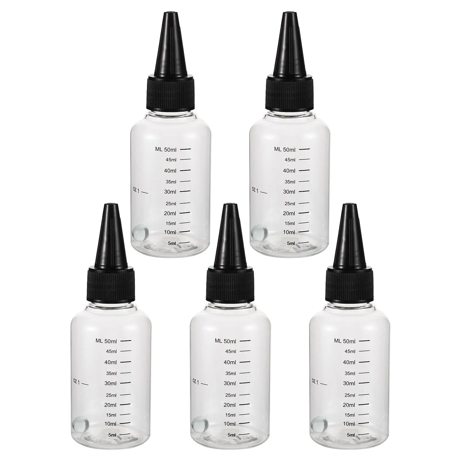 

5pcs Measured Paint Mixing Bottles Transparent Squeeze Fine Tip Nozzle For Craft Hobby Oil Glue Dispensing Plastic Liquid