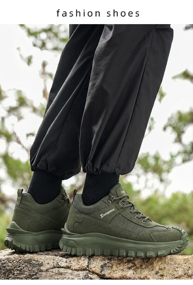 Modische und bequeme Herren-Wanderschuhe mit niedrigem Schnitt, rutschfesten und verschleißfesten gezackten Sohlen, ausgezeichnetem Grip, komfortablem Futter, geeignet für Sport und Freizeit, ideal für Outdoor-Wanderungen, Bergsteigen und Camping. – Detail 10