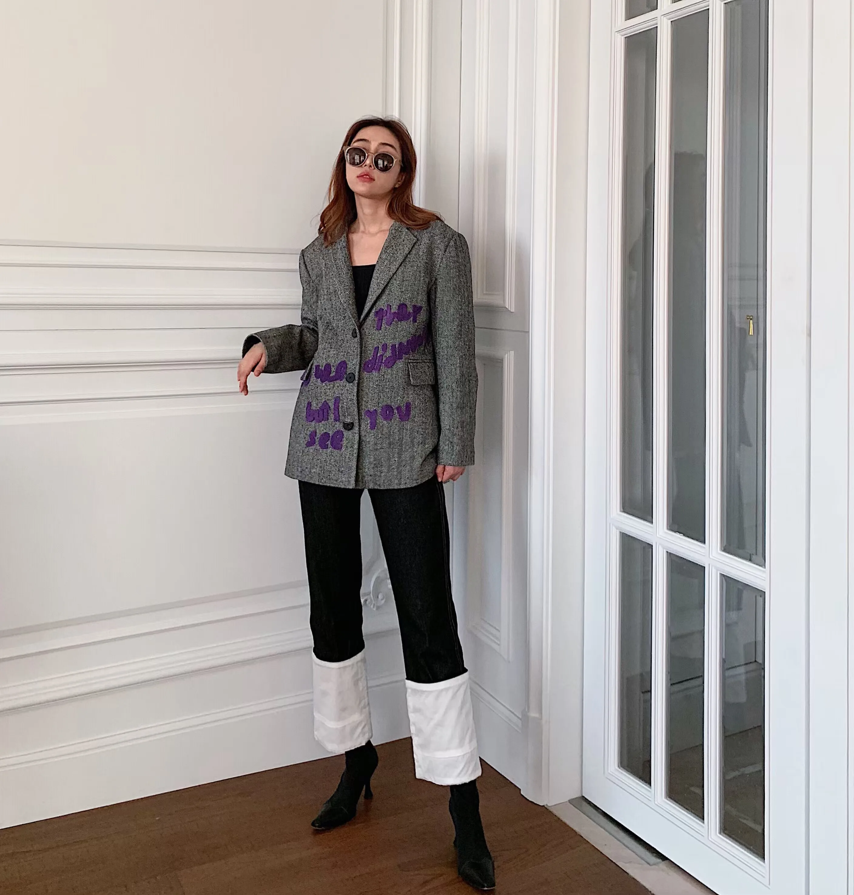 

Джинсы женские прямые с высокой талией, из тонкой джинсовой ткани, глубокий синий, универсальные, осенне-зимние