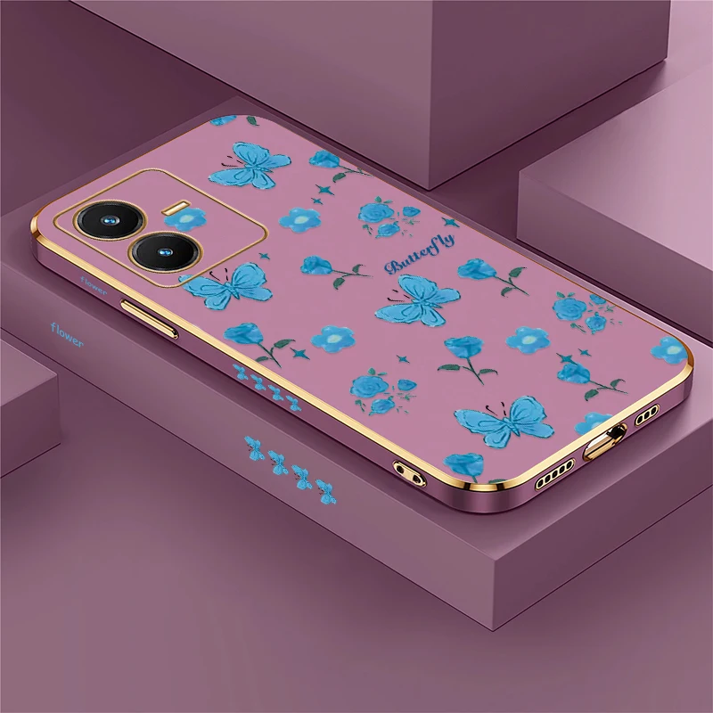Чехол для телефона с цветочным принтом и изображением бабочки для Vivo Y21 Y21E Y21S Y20 2021 Y18 Y17S Y16 Y21A Y20i Y20A Y20G, силиконовый чехол с покрытием